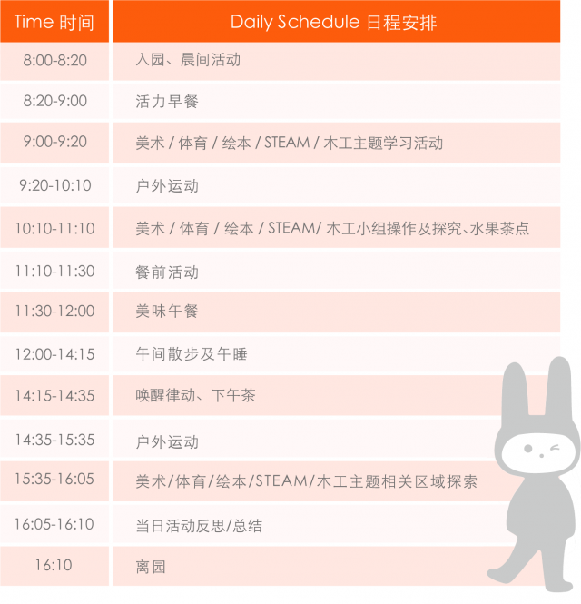 深圳双语国际幼儿园,夏令营一日流程时间表